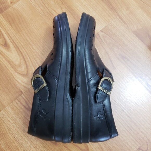 Ecco Shaker Black leather Comfort Mary Jane Buckle Shoes Sz 36 - Picture 3 of 11